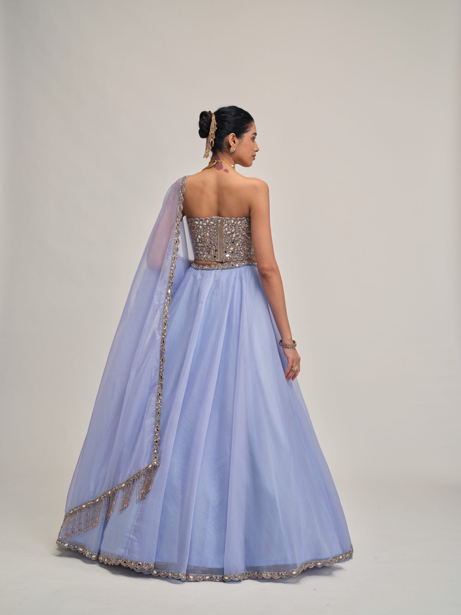 DEW BLUE ORGANZA LEHENGA SET - Image 4