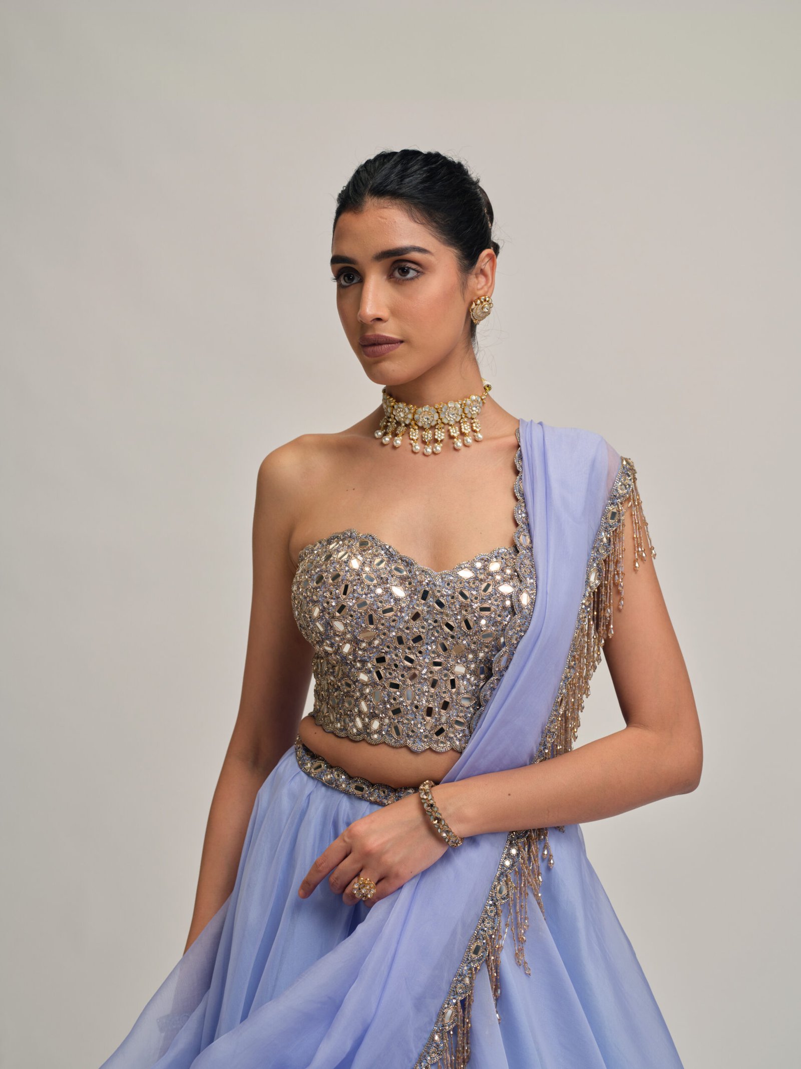 DEW BLUE ORGANZA LEHENGA SET - Image 2