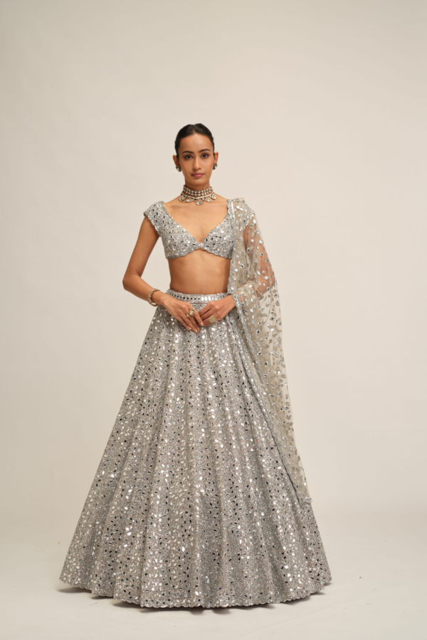 SILVER LEHENGA SET