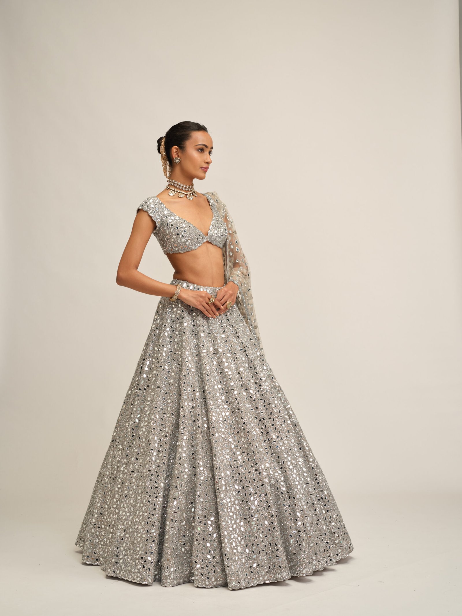SILVER LEHENGA SET - Image 3