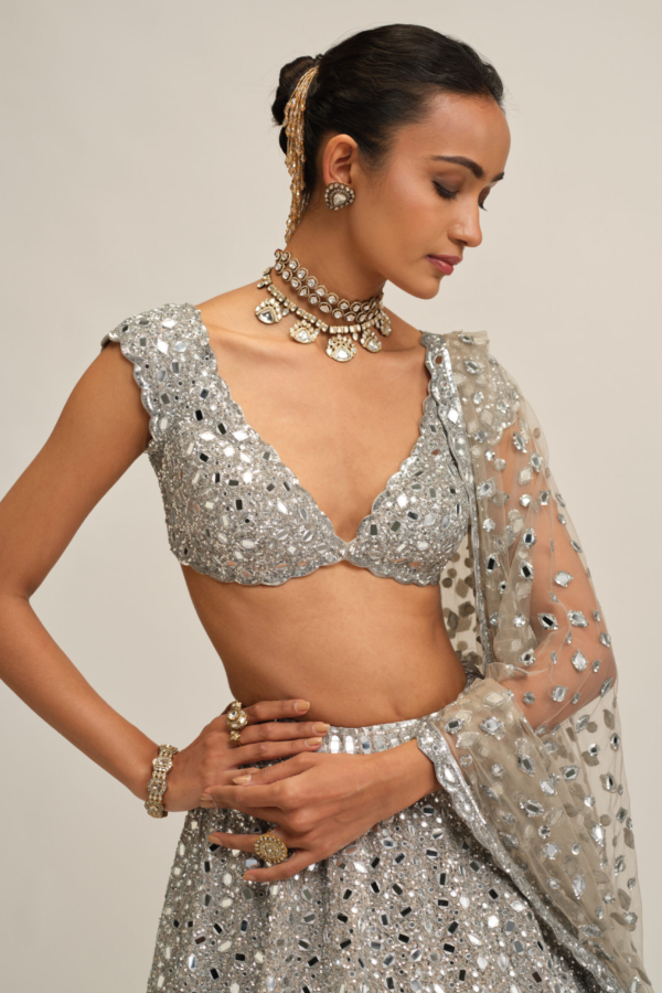 SILVER LEHENGA SET