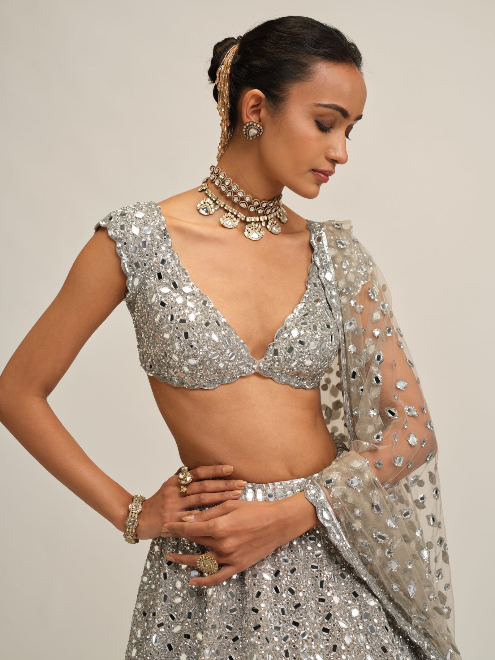SILVER LEHENGA SET - Image 2
