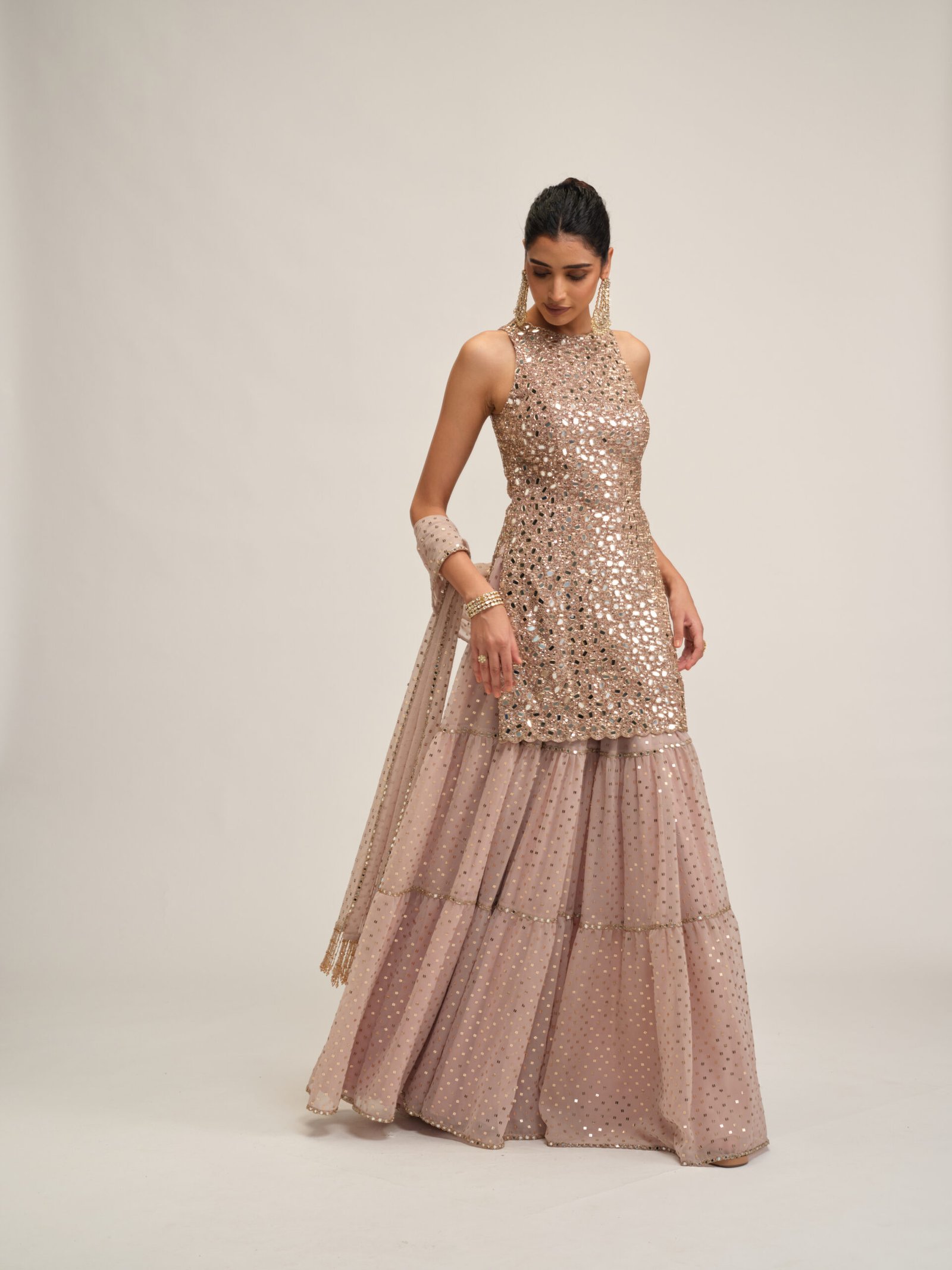 ASH PINK KURTA SHARARA SET - Image 4