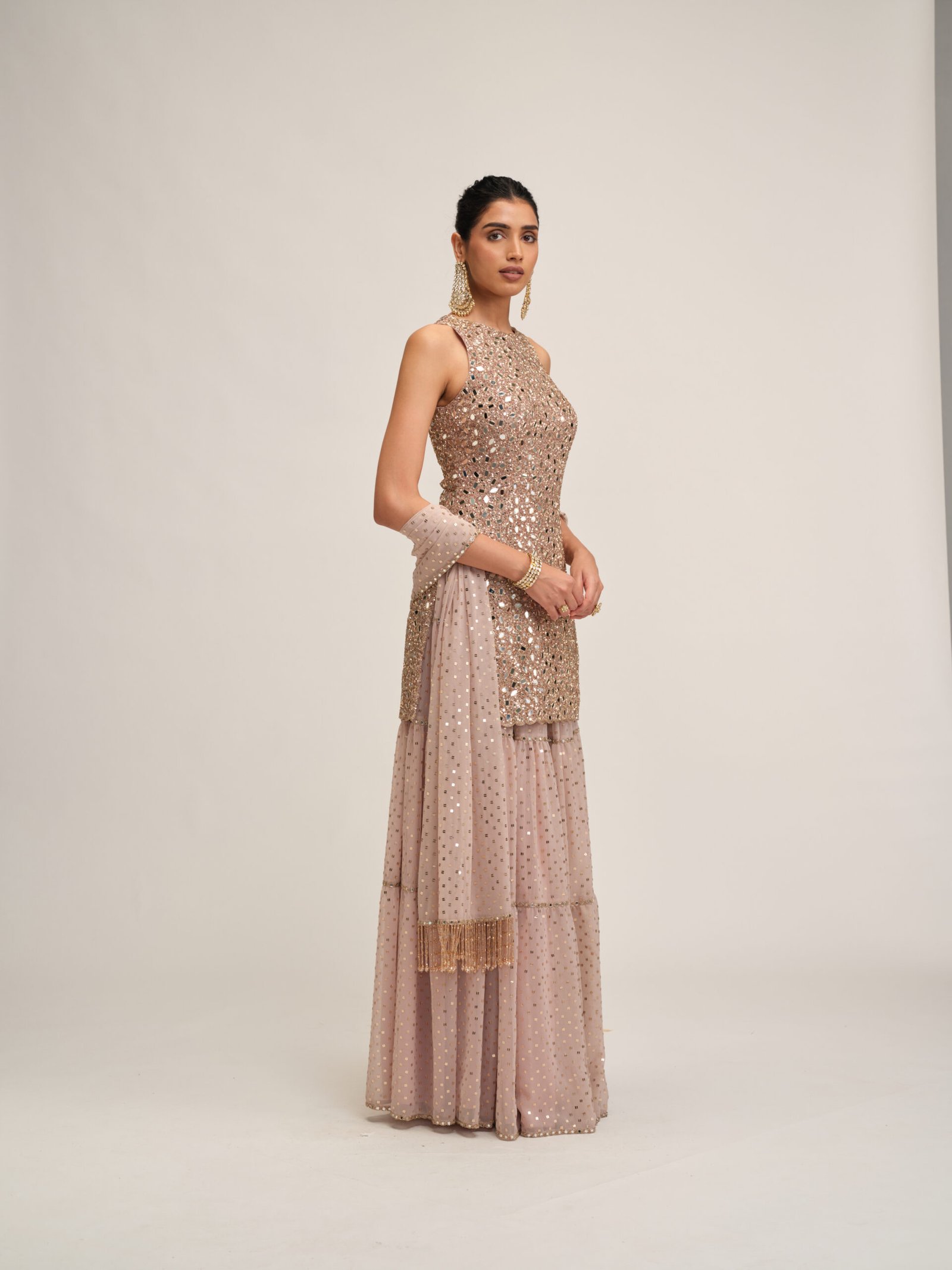 ASH PINK KURTA SHARARA SET - Image 5