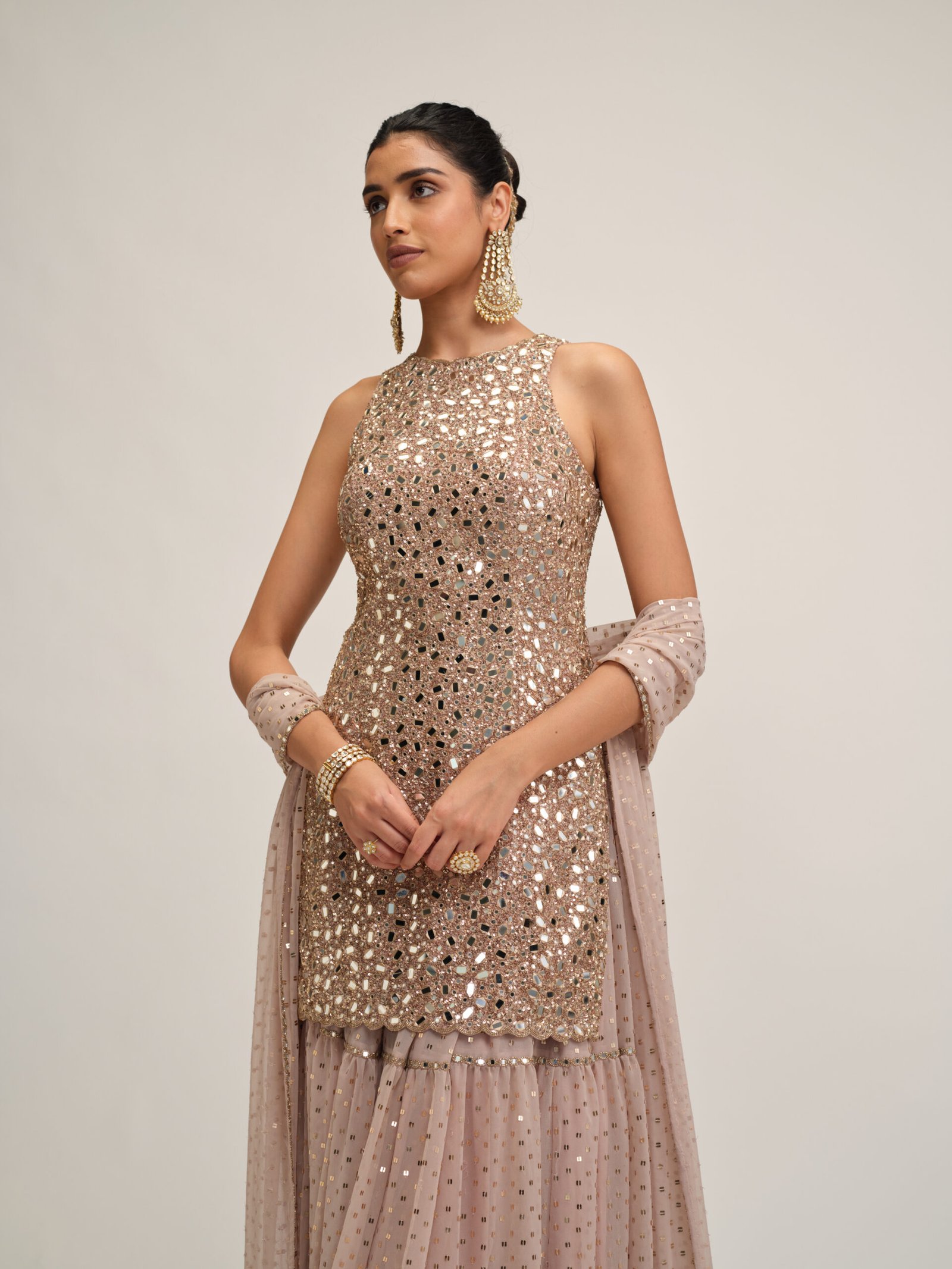 ASH PINK KURTA SHARARA SET - Image 3