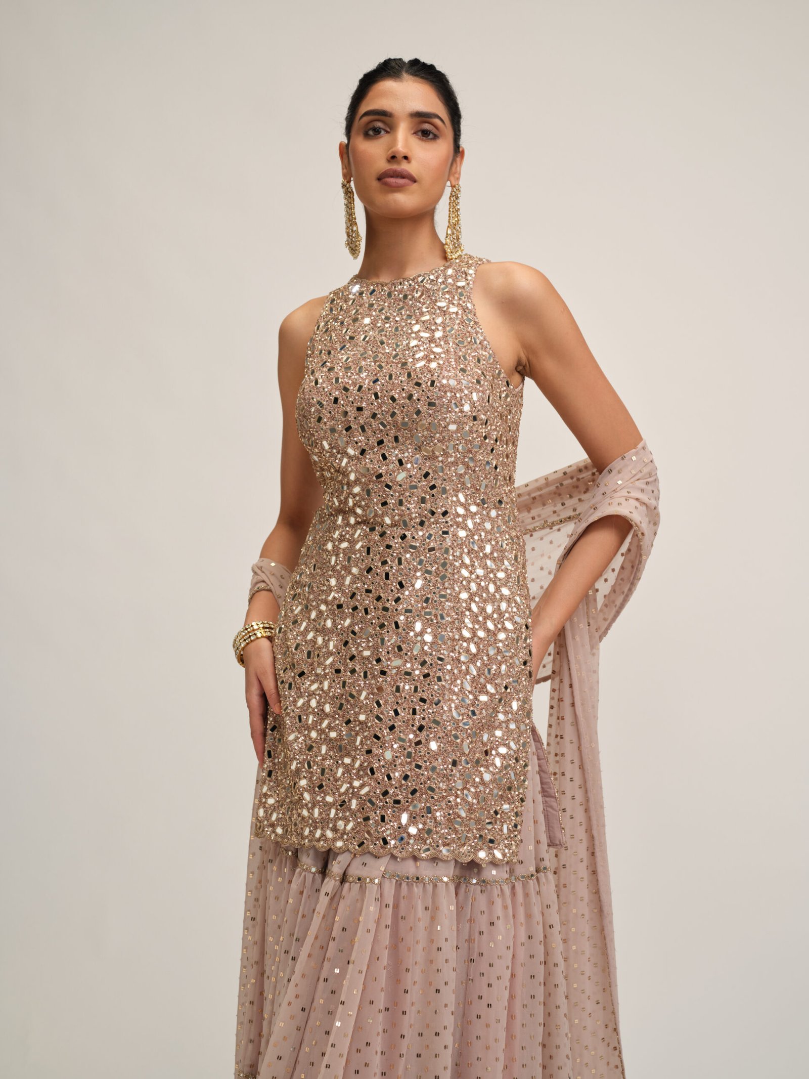 ASH PINK KURTA SHARARA SET - Image 2
