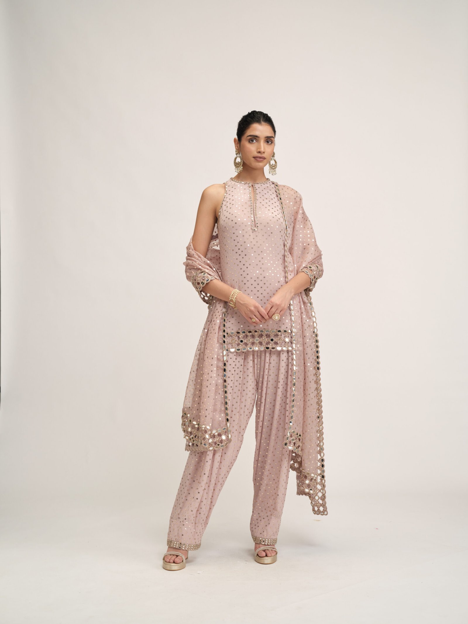 ASH PINK KURTA SALWAR SET - Image 5