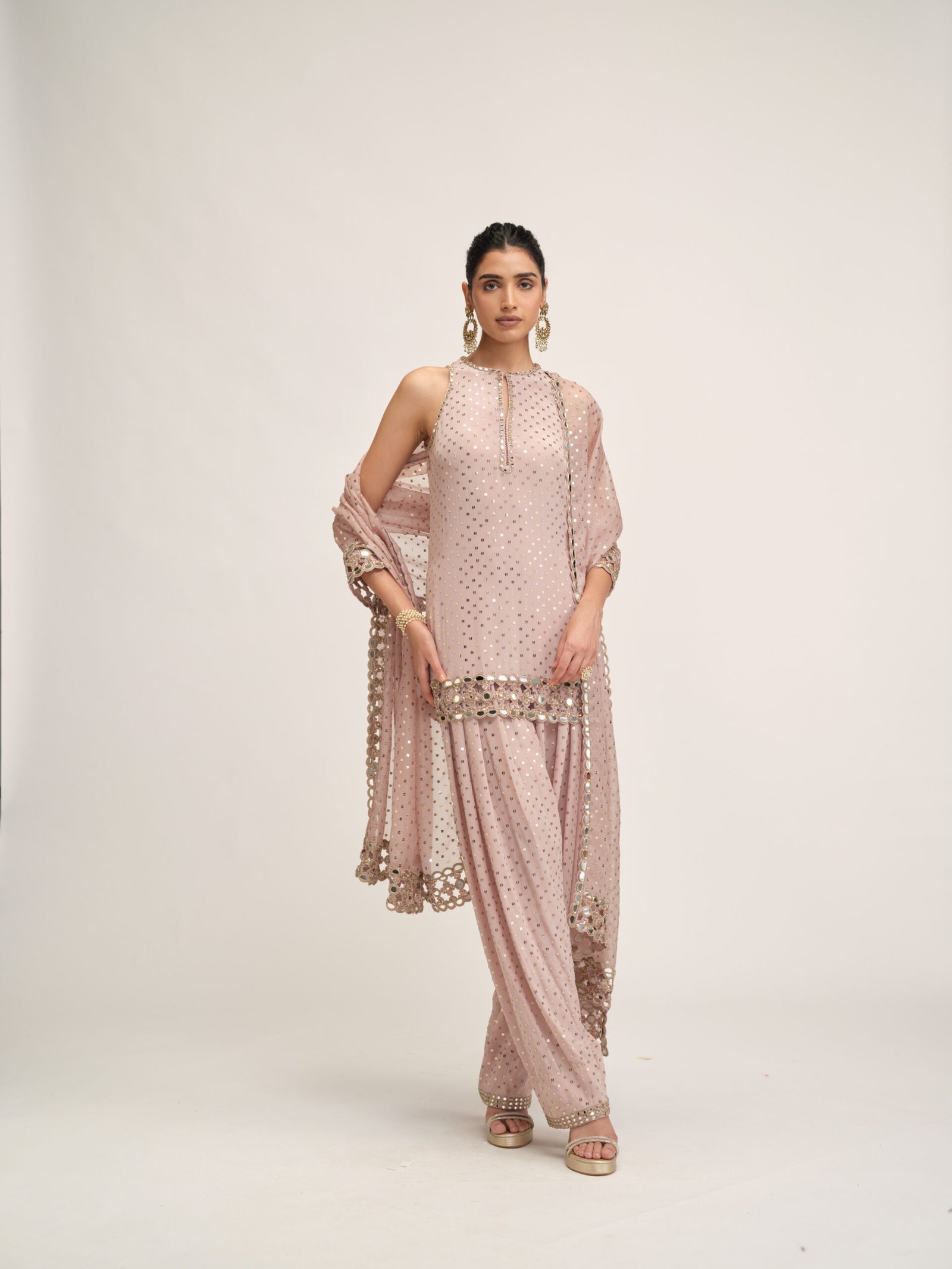 ASH PINK KURTA SALWAR SET - Image 6