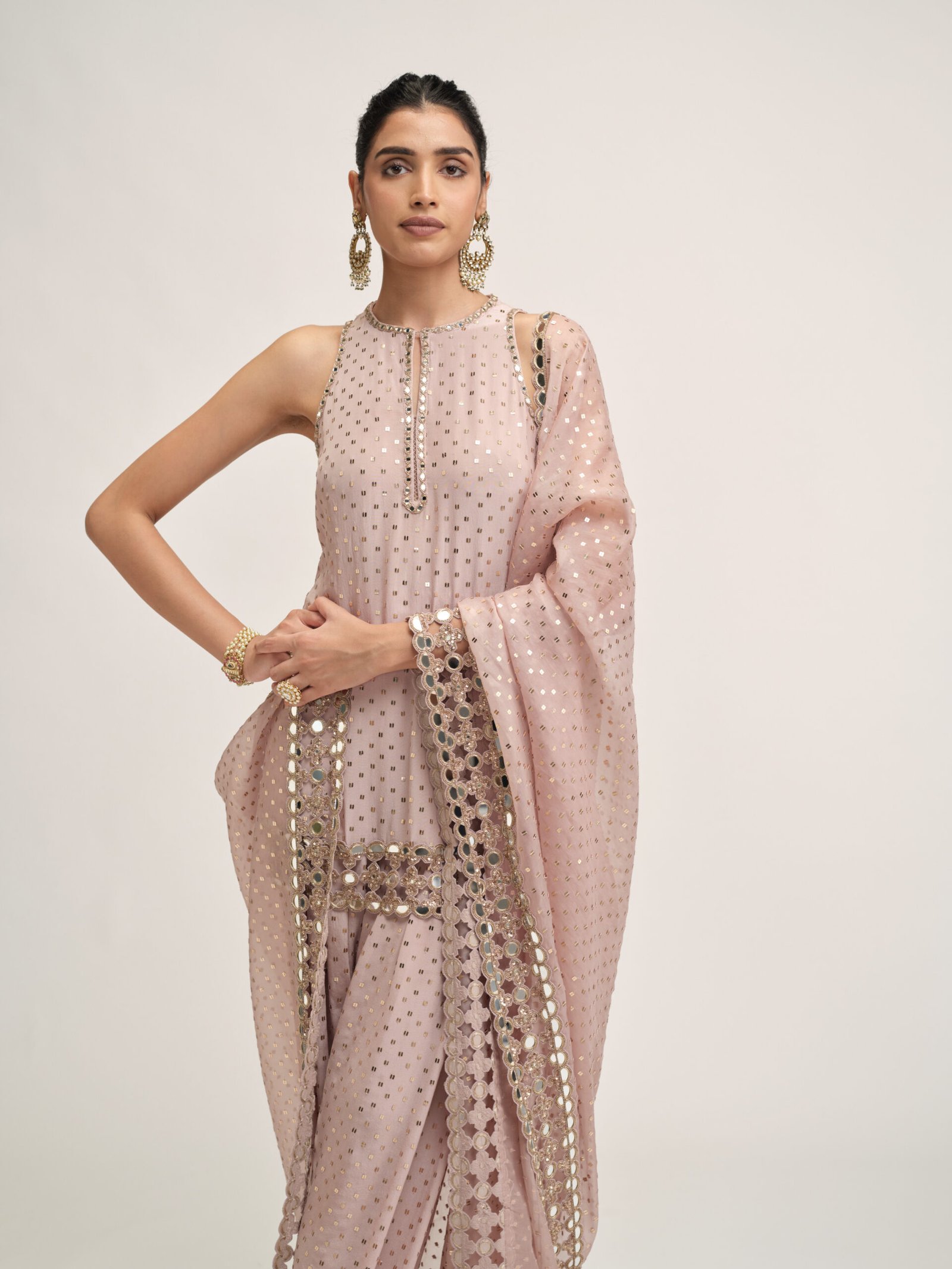 ASH PINK KURTA SALWAR SET - Image 3