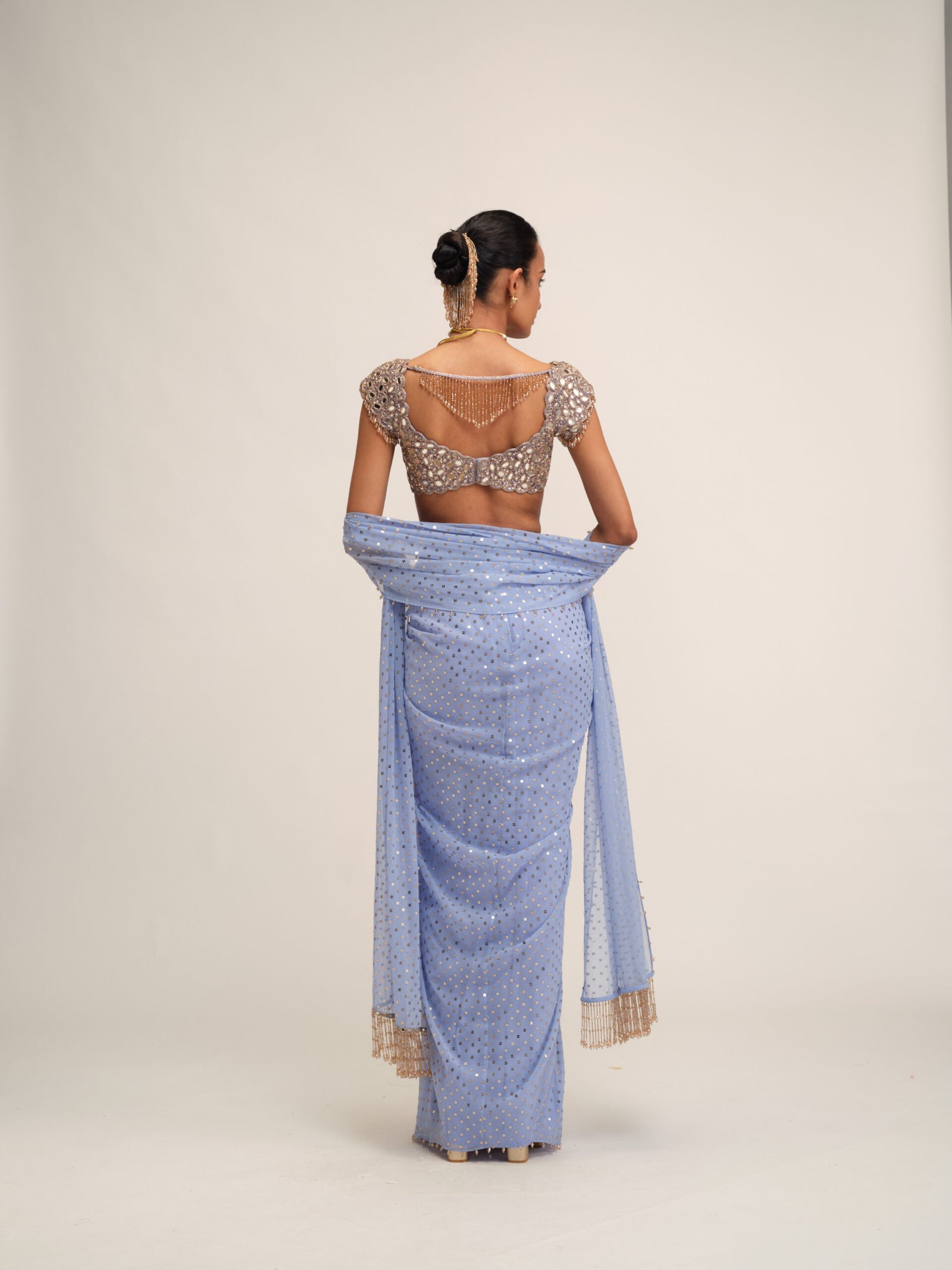 Dew Blue Draped Skirt Set - Image 5