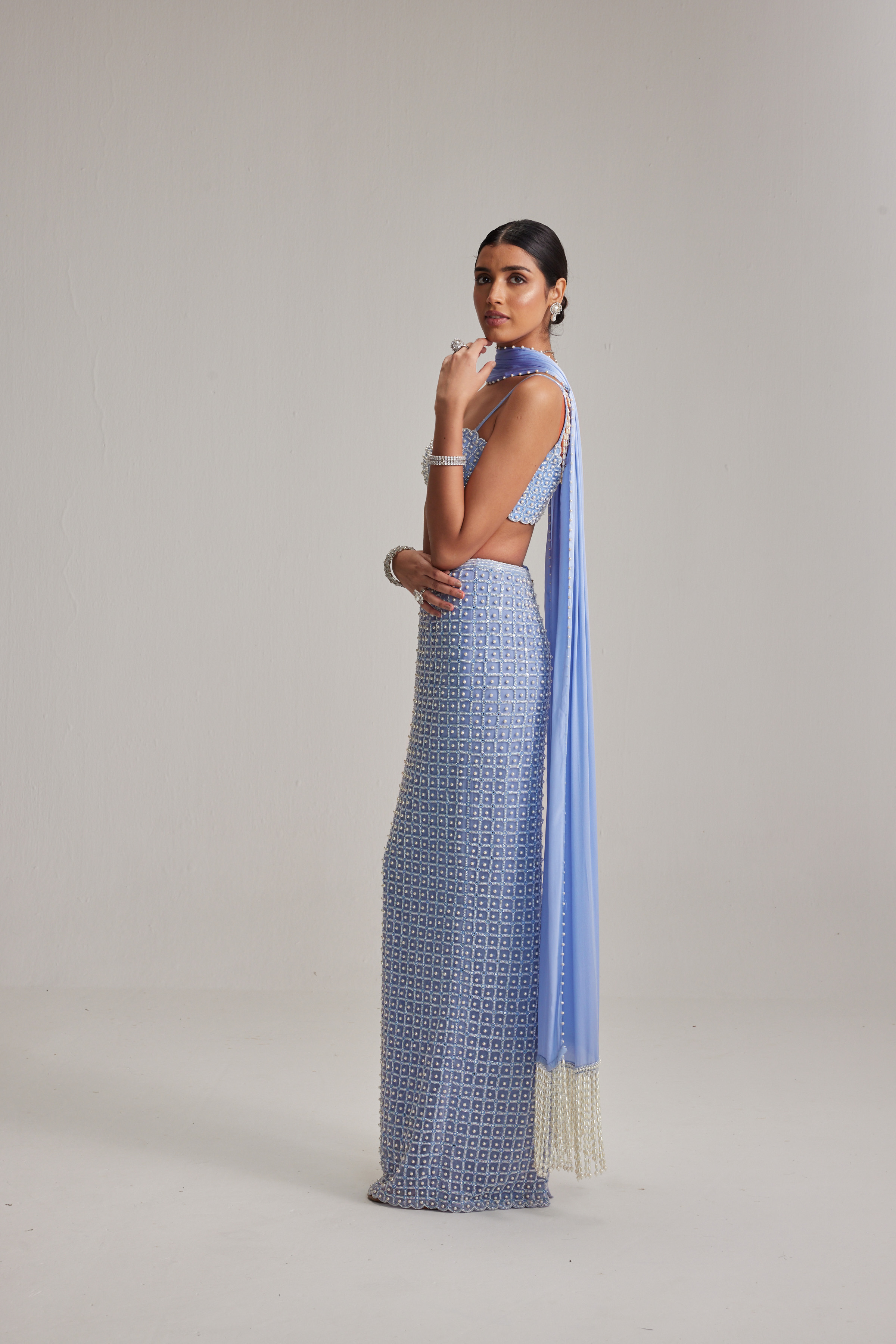 Dew Blue Pencil Skirt Set - Image 4