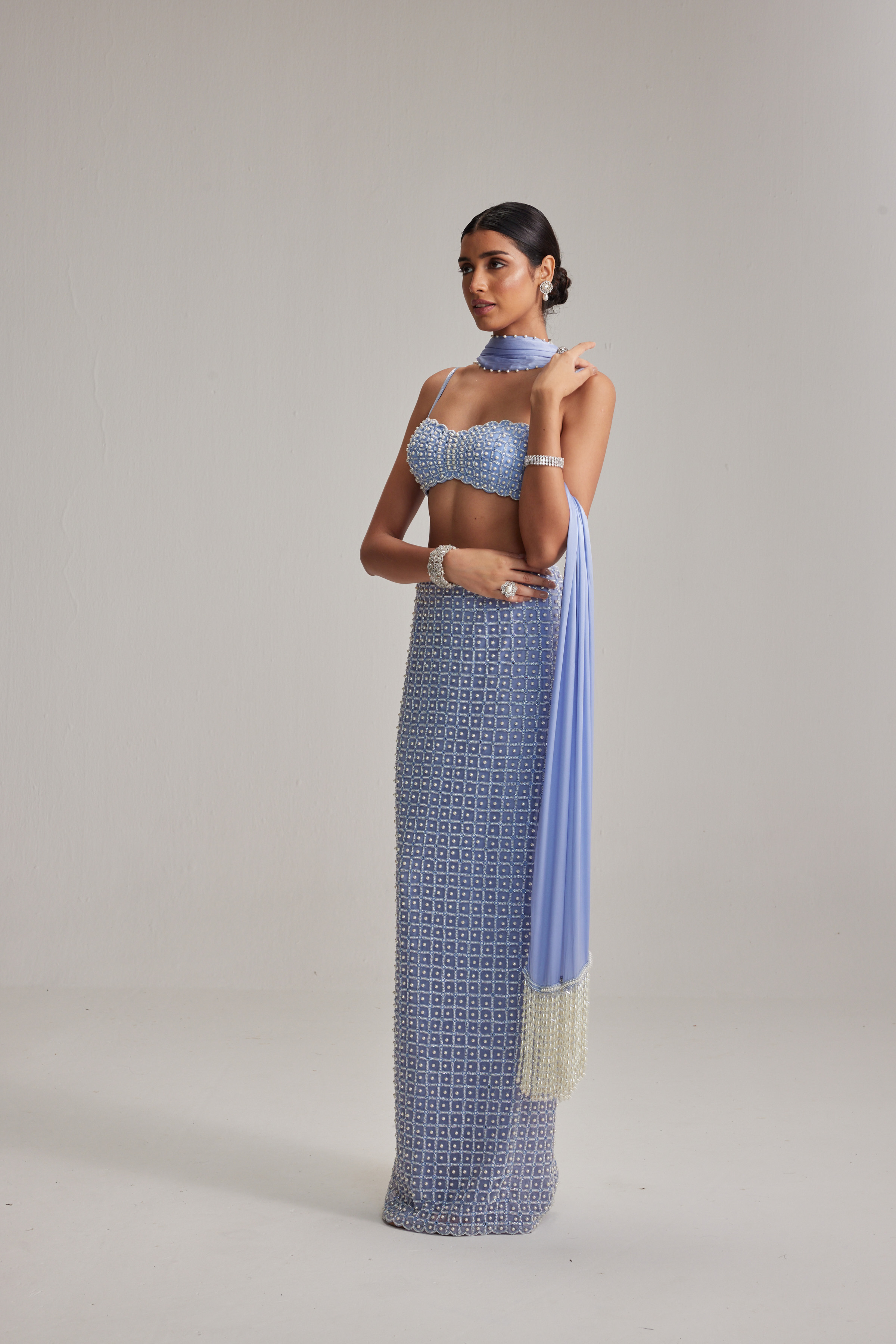 Dew Blue Pencil Skirt Set - Image 3
