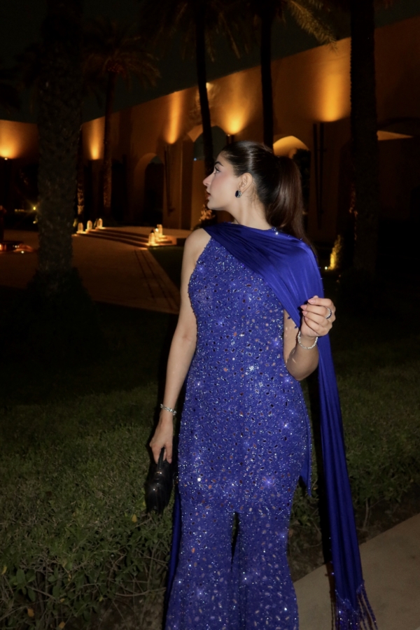Ilisha in our Cocktail Blue sharara set