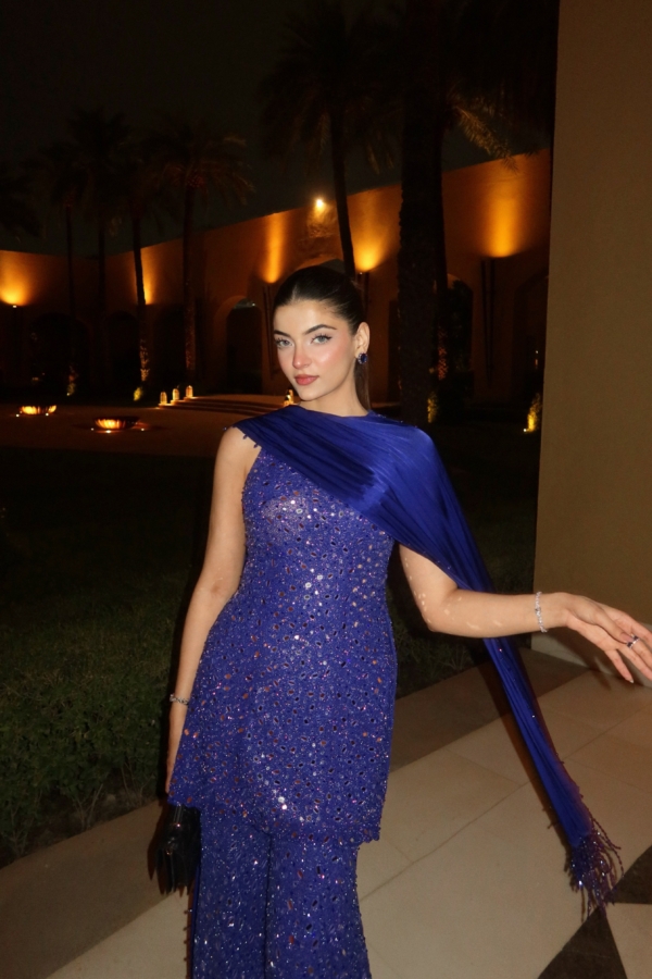 Ilisha in our Cocktail Blue sharara set